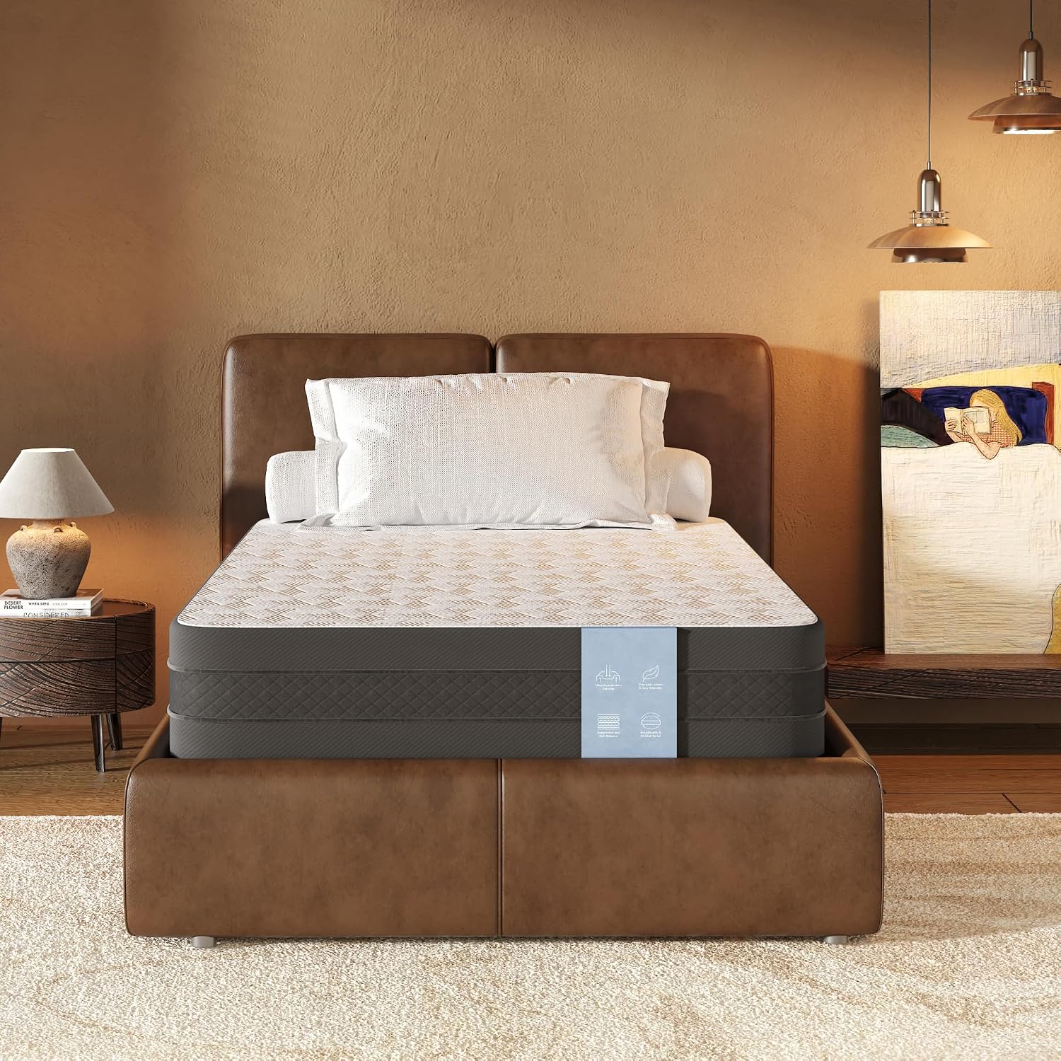 FLEXISPOT 10'' Twin XL Size Cooling Gel Memory Foam Mattress, Viscose from Bamboo, Medium Firm, 10-Year Warranty, Mattress-in-A-Box, Certi-PUR & Oeko-TEX Certified, Washable, Fire-Resistant.