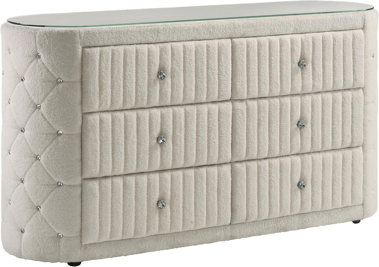 Coaster Home Furnishings - Sonya - Wood - 5-Piece Bedroom Set with Round Bed, Scroll-Back Headboard, USB Ports and Modern Classic Style - Bedroom - Eastern King Size - Ivory - 360111KE-S5