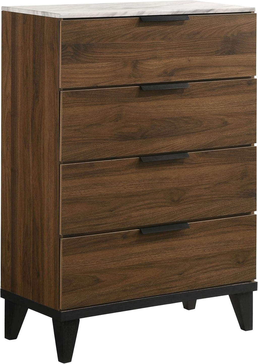 Coaster Home Furnishings Mays Contemporary 5-Piece Bedroom Set Fabric Upholstered Eastern King Size Panel Bed Frame 43-inch Headboard Walnut 215961KE-S5