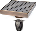 Serene Drains Oil Rubbed Bronze 6 Inch Square Shower Drain Bundle with Hair Catcher (Traditional Square Design)