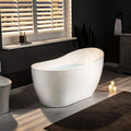 WOODBRIDGE 54' Acrylic Freestanding Bathtub Contemporary Soaking White Tub with Oil Rubbed Bronze Overflow and Drain，BTA1507 -ORB-Drain &O