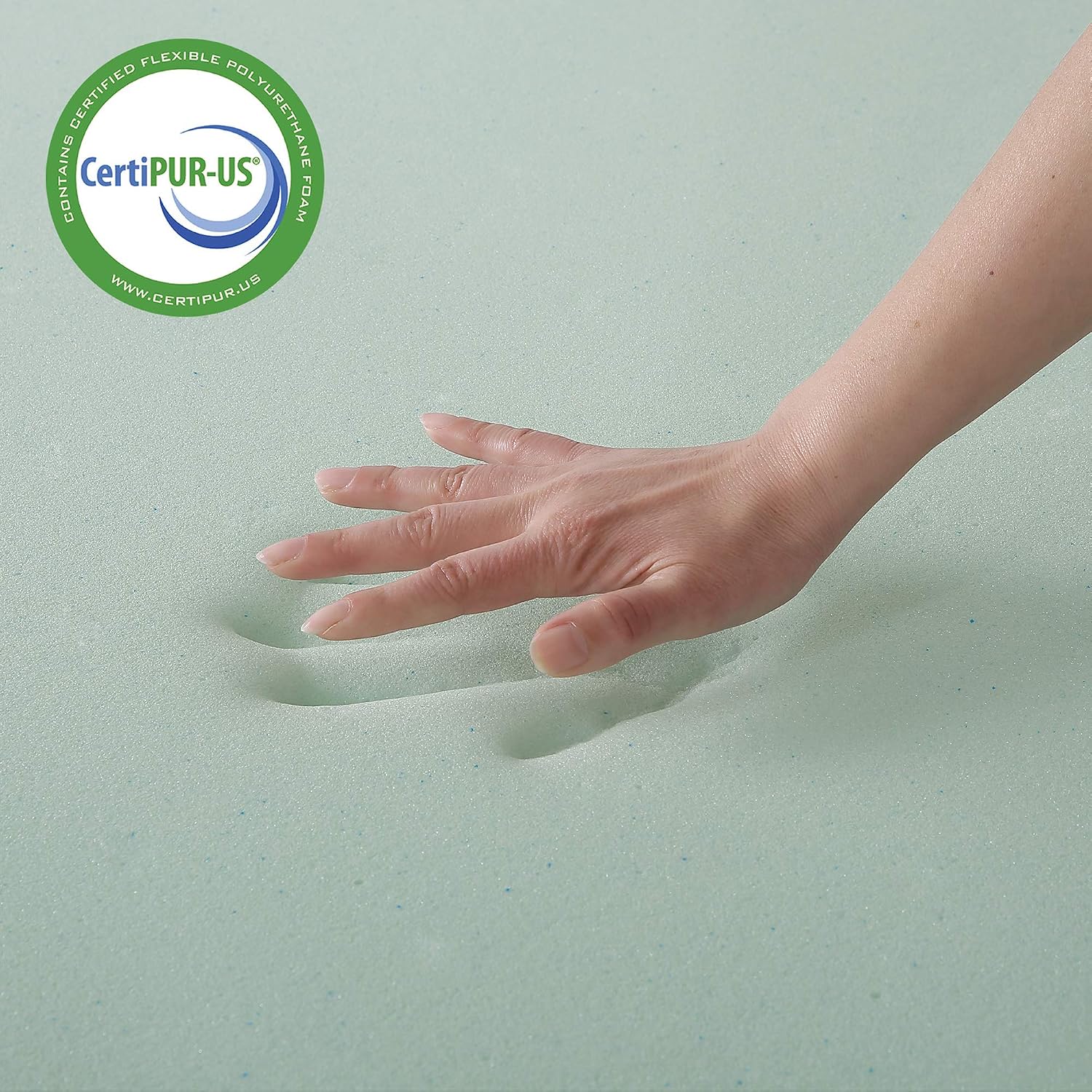 Best Price Mattress Mellow 4 Inch Memory Foam Mattress Topper with Cover, Calming Green Tea Infusion, Short Queen