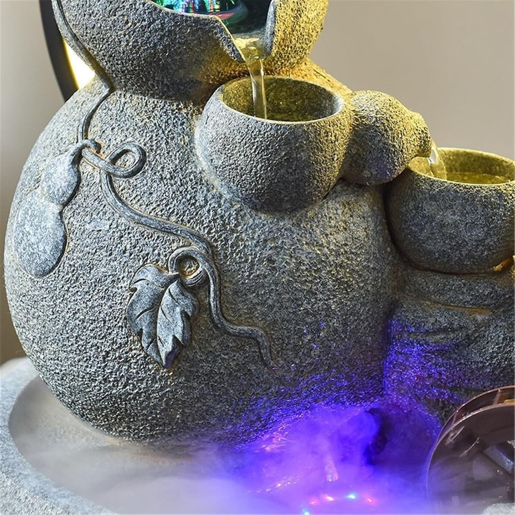 Tabletop Fountain Fountain Water Feature Small Waterfall Fountains, Desktop for Meditation Relaxation(Blue)