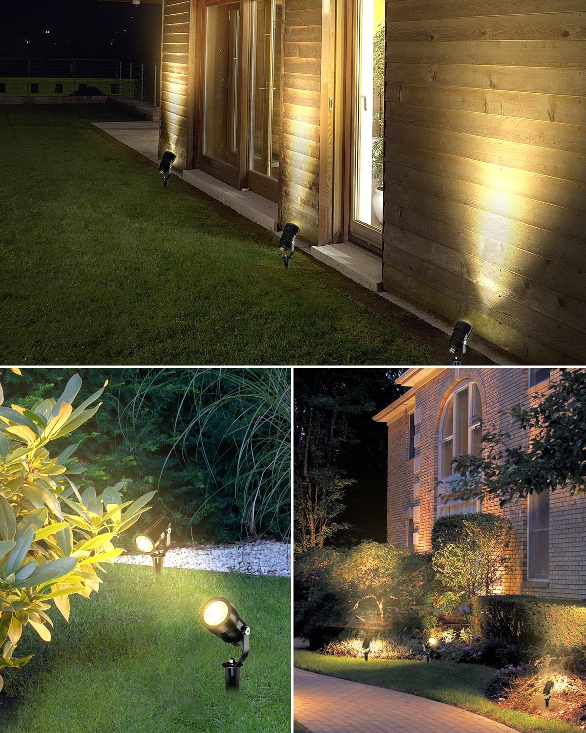 HIBOITEC All-in-One 5W LED Landscape Lighting Kit, 2700K Low Voltage landscape light with Transformer, 100FT Wires and Connectors, Waterproof Spotlights Landscape Lights for House Yard Garden, 12 Pack