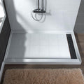 WOODBRIDGE Solid Surface Shower Base with Recessed Trench Side Including Oil Rubbed Bronze Linear Drain Cover L x W x H, 60'L x 30'Wx 4'H,Right Drain,White Color