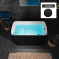 WOODBRIDGE 48' Acrylic Freestanding Square Shape Janpanese Soaking Tub with Pre-molded Seat and Matte Black Pop-UP Drain and Overflow Option, Black, B1870-MB