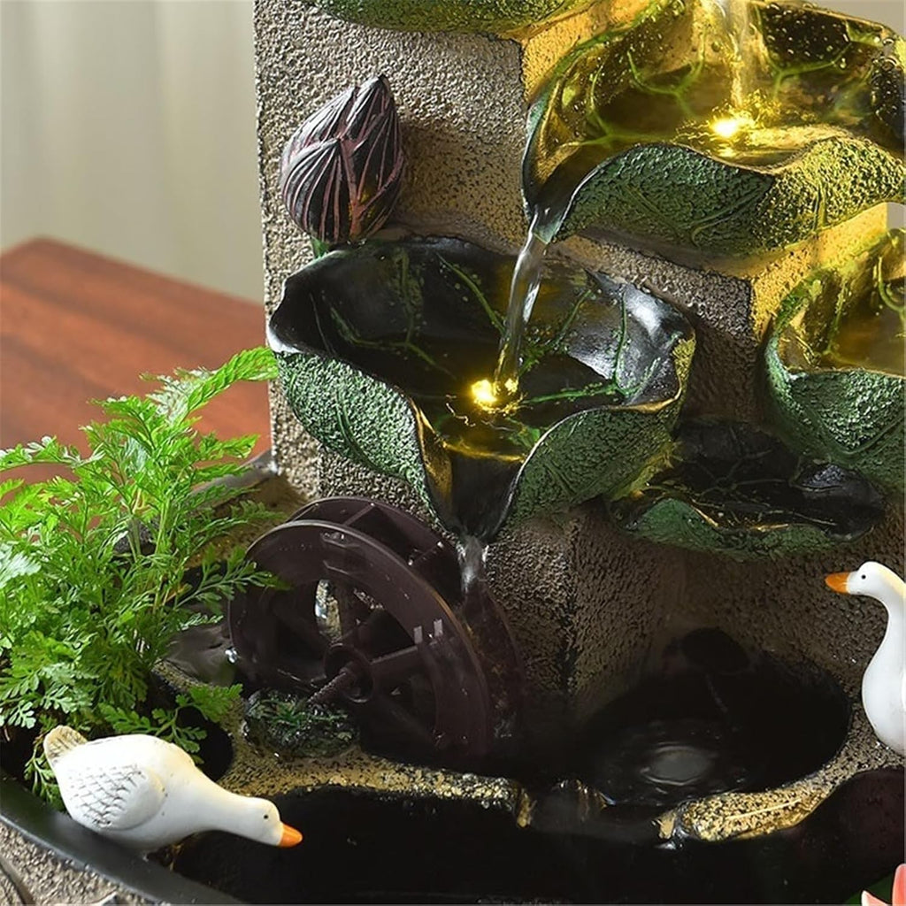 Tabletop Fountain Rockery and Flowing Water Ornaments Circulating Waterscape Desktop Feng Shui Wheel Decoration