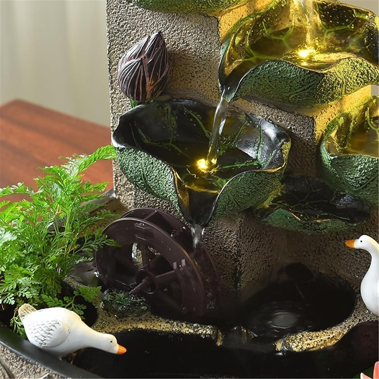 Tabletop Fountain Rockery and Flowing Water Ornaments Circulating Waterscape Desktop Feng Shui Wheel Decoration