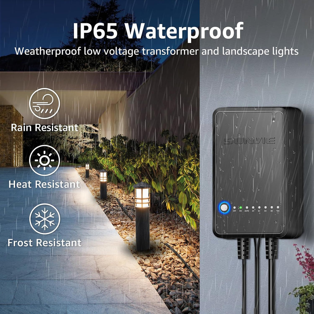 SUNVIE All-in-One LED Landscape Lighting Kit, 8-Pack Low Voltage Pathway Lights with Transformer and 100FT 16/2 AWG Wire, 3000K Waterproof Landscape Lights with Connectors for Walkway Garden Yard