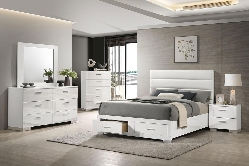 Coaster Home Furnishings Felicity 5-Piece California King Platform Bedroom Set White 203510KW-S5