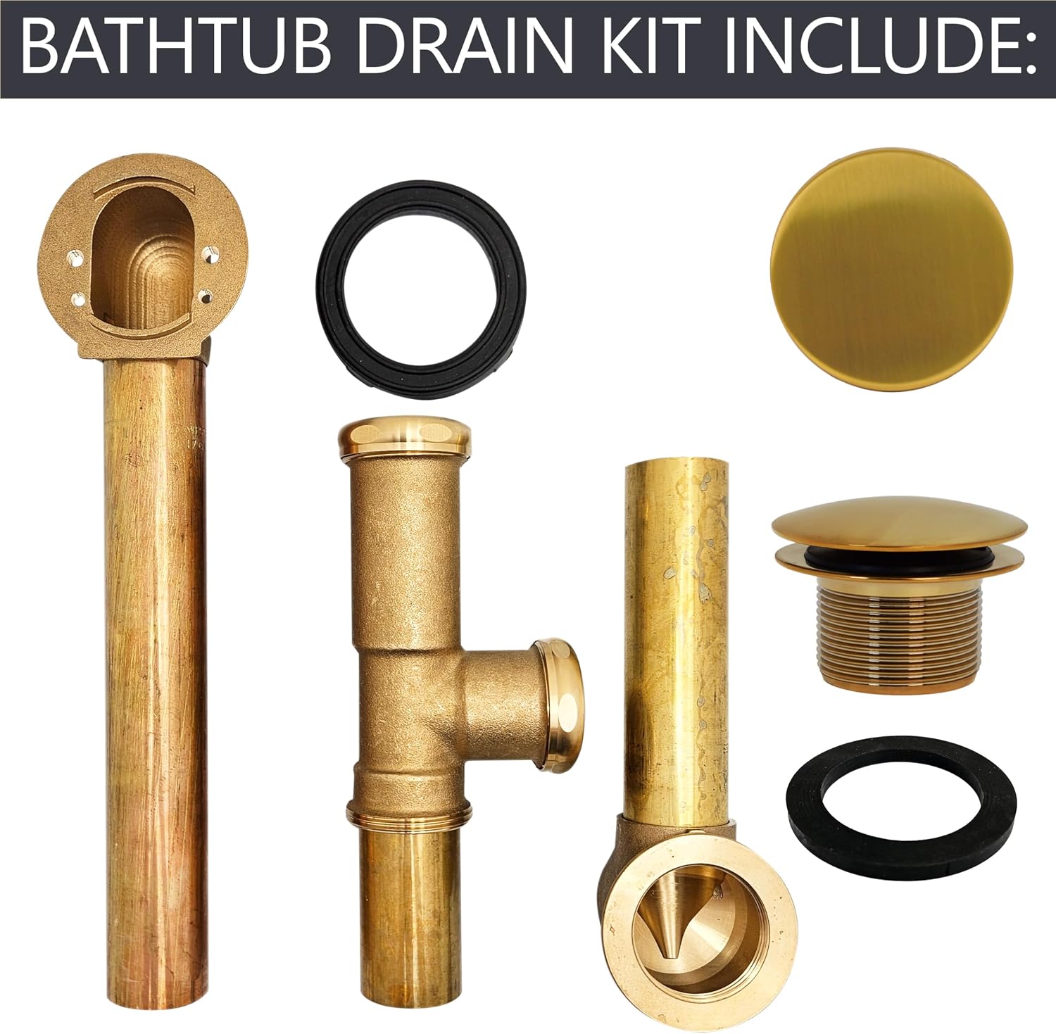 Westbrass A325H-18 14' Brass Bath Waste & Overflow Assembly with European Tip-Toe Drain Plug and Illusionary Faceplate, Brushed Bronze