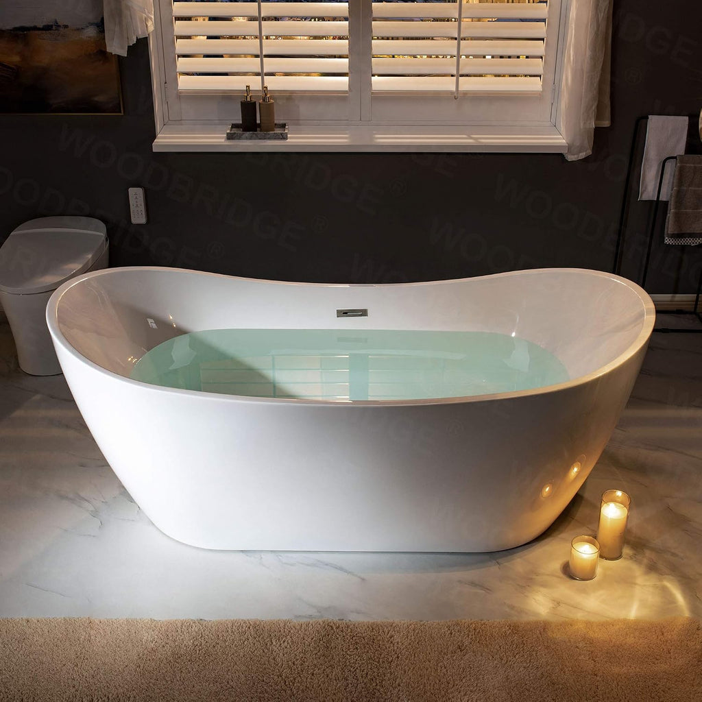 WOODBRIDGE BTA1517-B/N-Drain &O +F0001BNVT BATHTUB, With Brushed Nickel Drian