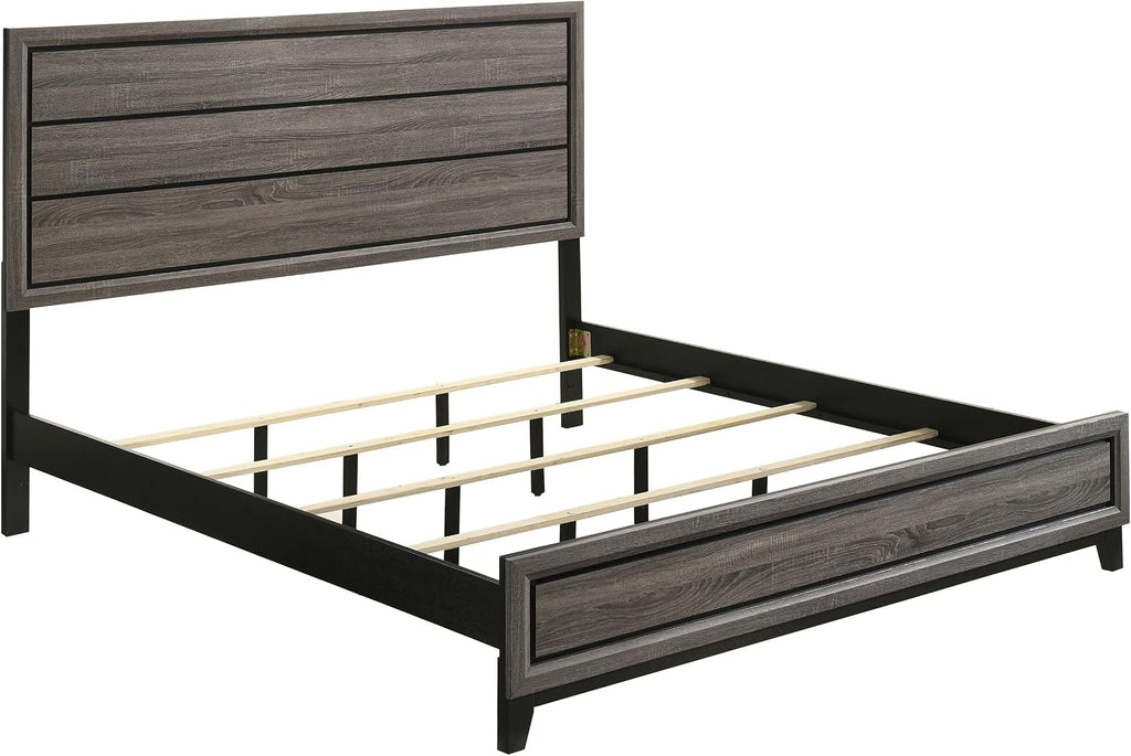 Grey Oak and Black 5-piece Eastern King Panel Bedroom Set