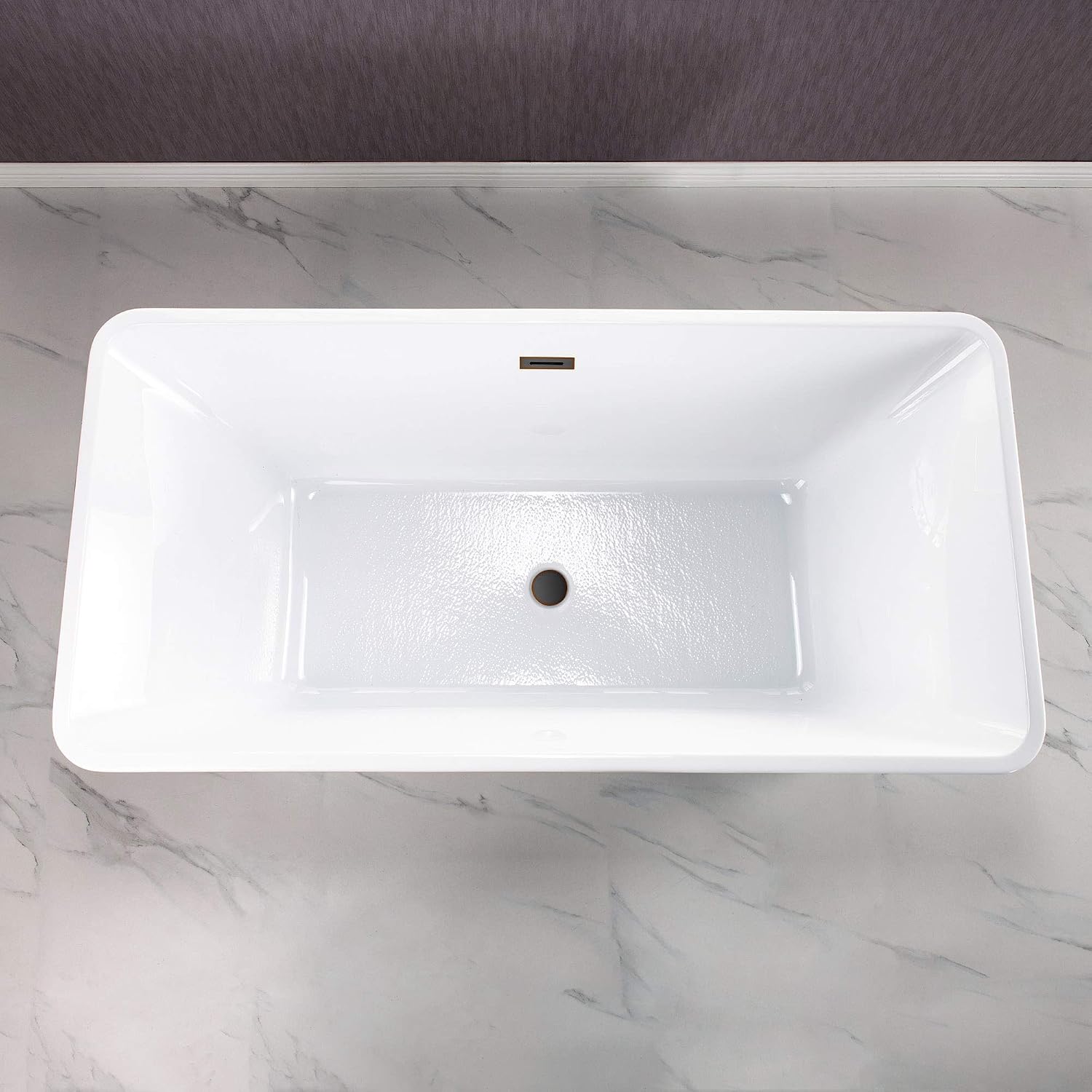 WOODBRIDGE 59' Acrylic Freestanding Bathtub Contemporary Soaking White Tub with Oil Rubbed Bronze Overflow and Drain，BTA1509 -ORB-Drain &O