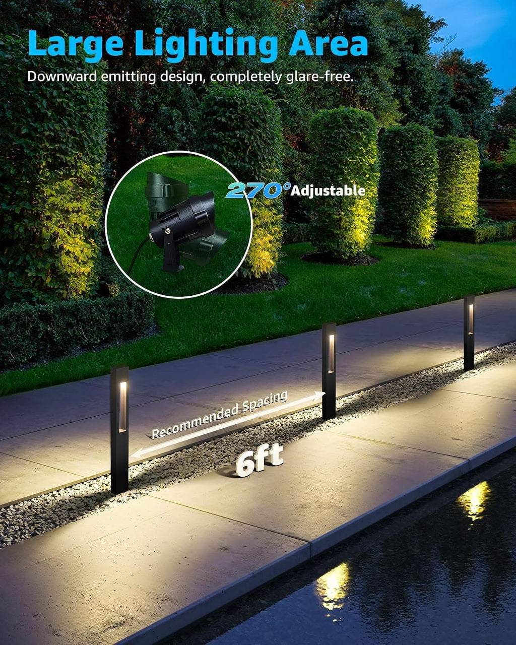 SUNVIE 12-Pack Low Voltage Pathway Lights Wired with Spotlights LED Outdoor Landscape Lighting Kit for Path, Garden, Yard, Patio, Cast-Aluminum, IP65 Waterproof, 12-24V AC/DC, 3000K Warm White, Black