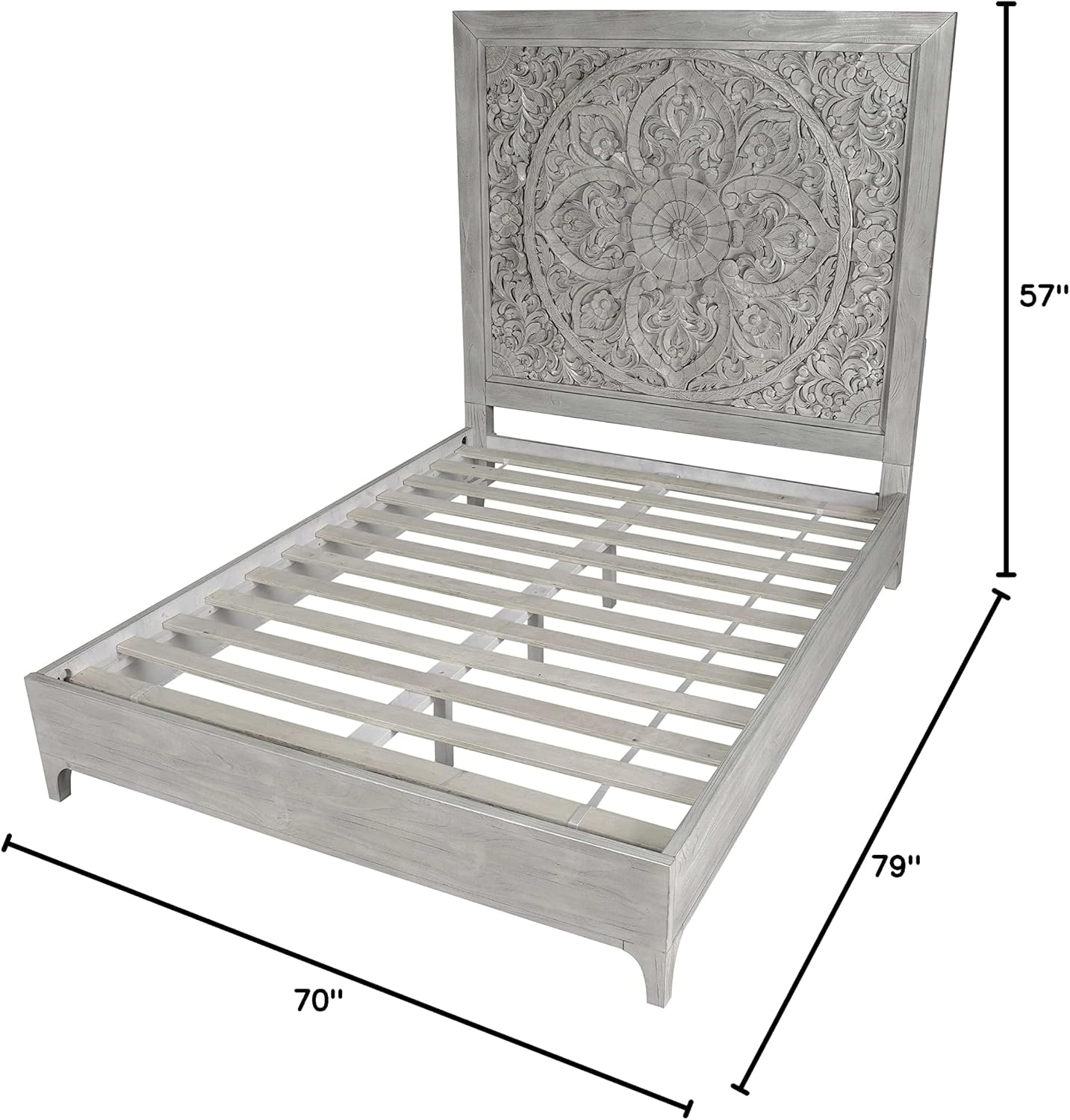 Modus Furniture Solid-Wood Low-Profile Bed, Full, Boho Chic - Washed White