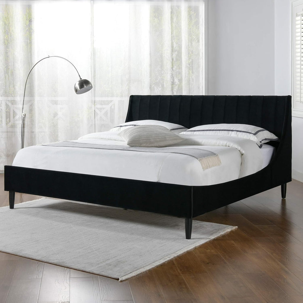 Jennifer Taylor Home Aspen Vertical Tufted Modern Headboard Platform Bed Set King