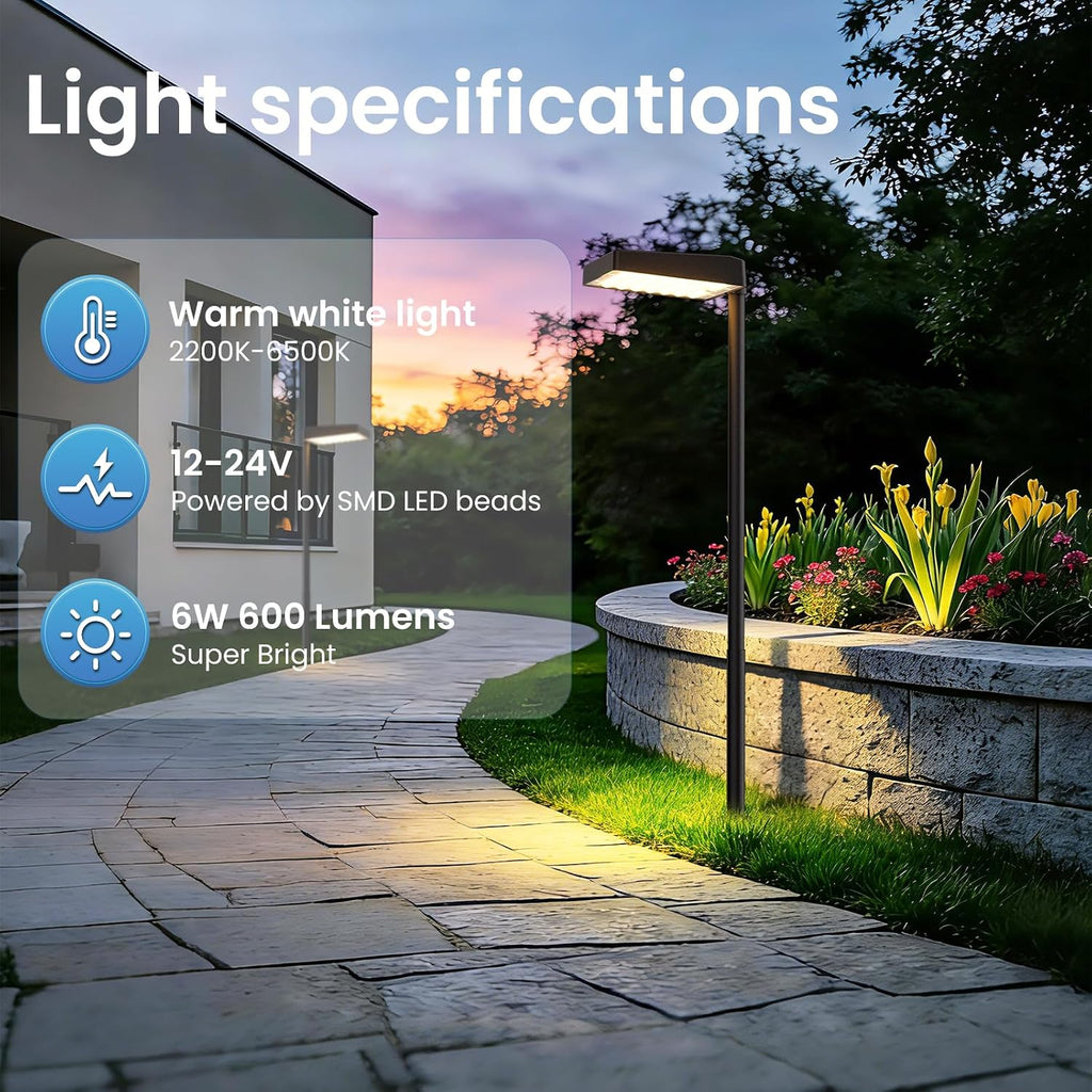 Low Voltage Landscape Lighting, All-in-one 6W LED Outdoor Pathway Lights Kit with Transformer and UL Listed Wire 5CCT IP66 Waterproof Landscape Lights for Walkway Garden Yard Patio(8 Pack)