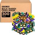 Bedwina Bulk Mardi Gras Masks 12/50/300Pcs - Carnival Masquerade for Women, Men, Kids Party Costume, Mardi Gras Decorations