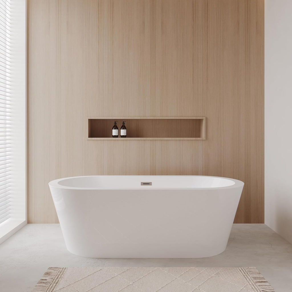 Mermaid 71 inch Freestanding Bathtub in White with Polished Chrome Drain and Overflow Trim