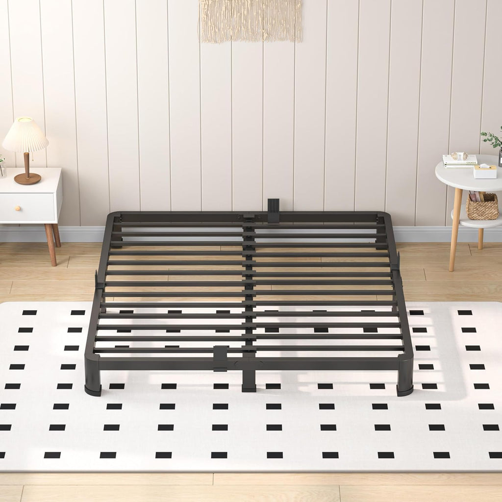 VIPSHOW 4 Inch King Heavy Duty 3500 lbs Bed Frame with Round-Corner Legs & Anti-Squeak Design – Quick Assembly Metal Platform, No Box Spring Needed
