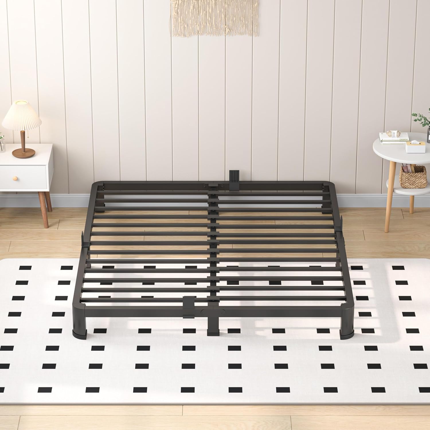 VIPSHOW 4 Inch King Heavy Duty 3500 lbs Bed Frame with Round-Corner Legs & Anti-Squeak Design – Quick Assembly Metal Platform, No Box Spring Needed