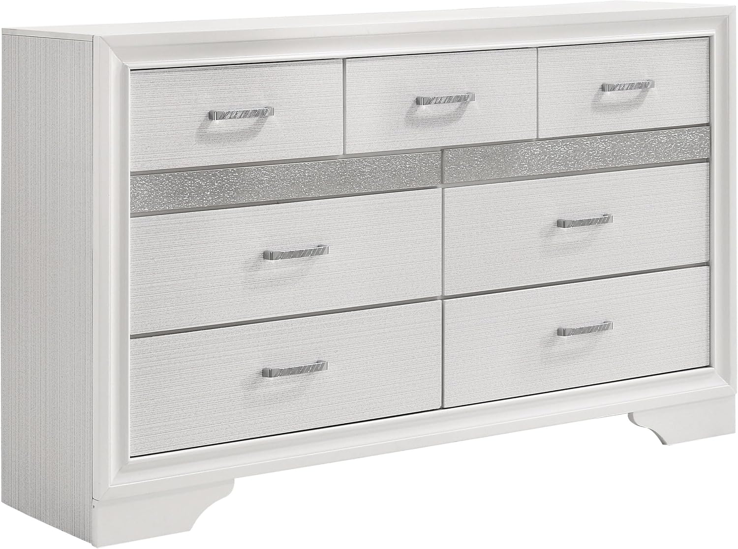 Coaster Home Furnishings Miranda Contemporary 5-Piece Bedroom Set Fabric Upholstered California King Size Panel Bed Frame 54-inch Headboard White 205110KW-S5
