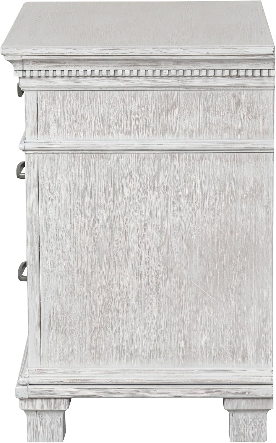 Furniture of America Deborah Modern Solid Wood 5-Piece Bedroom Set with Fabric Headboard, Dentil Molding, Black Square Knob, Felt-Lined Top Drawers, Box Spring Needed, King, Weathered Gray
