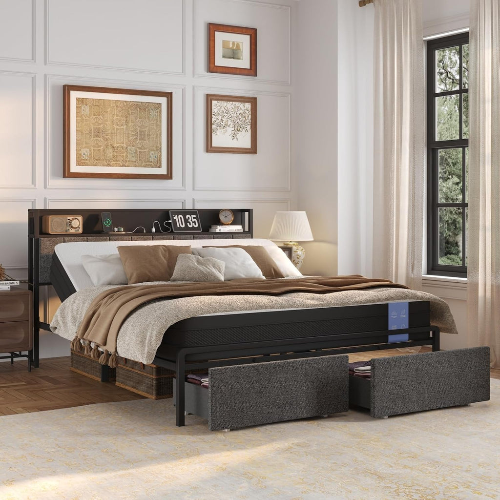 FLEXISPOT BF21Q Adjustable Bed Frame with 10 Inch Queen Size Gel Memory Foam Mattress, Viscose from Bamboo, Medium Firm, Certi-PUR & Oeko-TEX Certified, Bonus 4-Piece Queen Sheet Set Included.