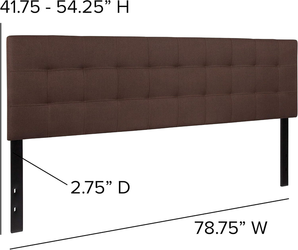 Flash Furniture Bedford Tufted Upholstered King Size Headboard in Dark Brown Fabric