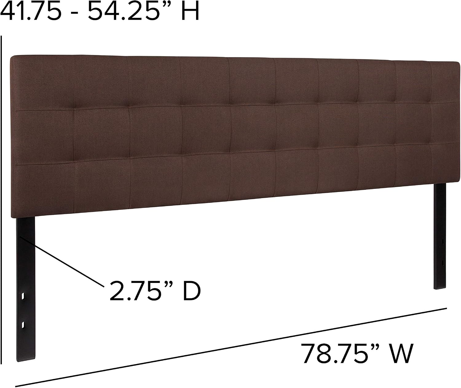Flash Furniture Bedford Tufted Upholstered King Size Headboard in Dark Brown Fabric