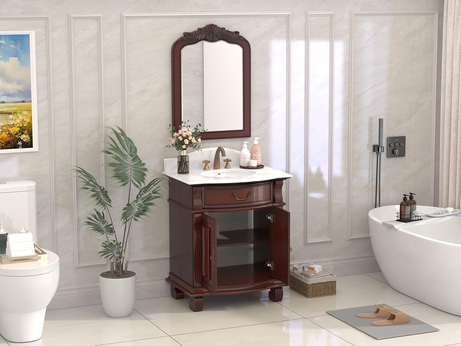 Hopkinton Bathroom Vanity with Stone top (White countertop, 30 inch)