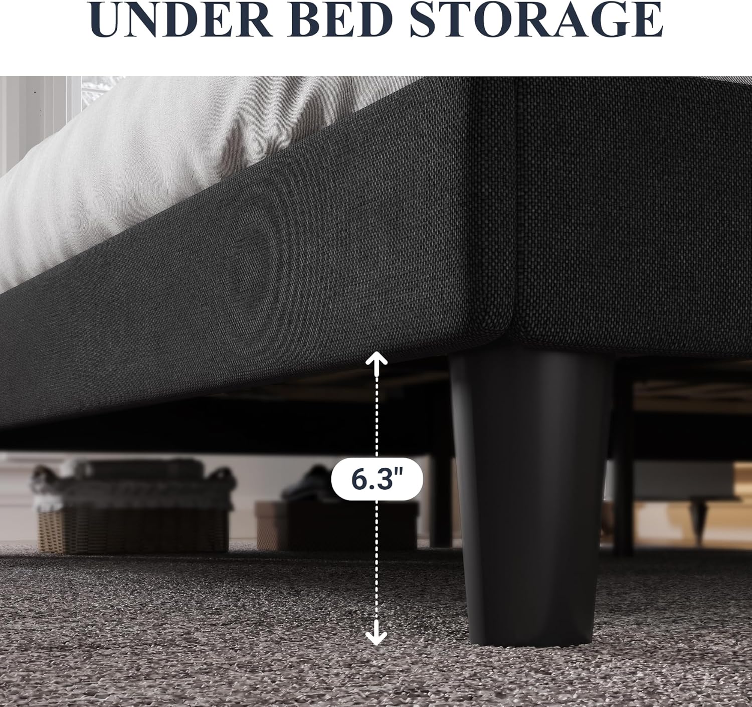 Allewie Full Size Bed Frame with Button Tufted Wingback Headboard, Modern Upholstered Bed Frame with Solid Wooden Slats Support - No Box Spring Needed, Easy Assembly, Black