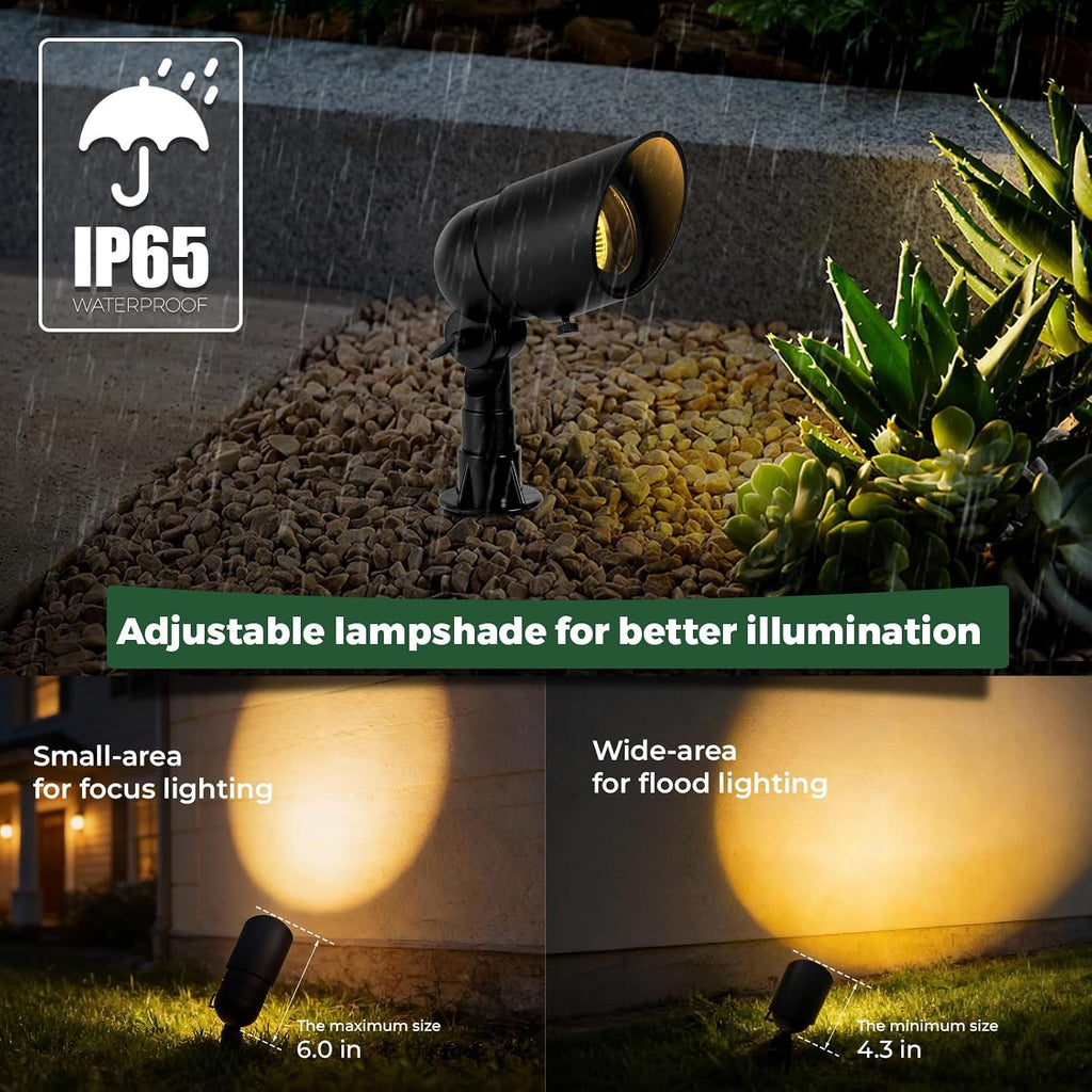 Gardencoin Low Voltage Landscape Spotlight, 12V LED Outdoor Landscape Lighting, Landscape Spot Lights Wired for Garden and Yard, Aluminum Up Lighting Fixture with 5W MR16 Replaceable Bulb (12 Pack)