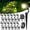 HIBOITEC All-in-One 5W LED Landscape Lighting Kit, 2700K Low Voltage landscape light with Transformer, 100FT Wires and Connectors, Waterproof Spotlights Landscape Lights for House Yard Garden, 12 Pack