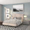 Flash Furniture Roxbury Queen Size Tufted Upholstered Platform Bed in Beige Fabric