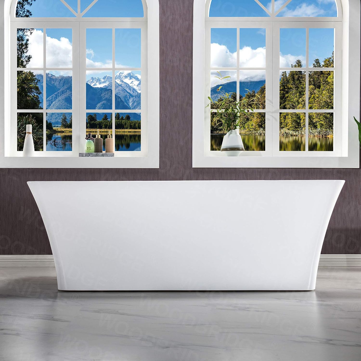 WOODBRIDGE 67' Acrylic Freestanding Bathtub Contemporary Soaking White Tub with Oil Rubbed Bronze Overflow and Drain，BTS1609-ORB-Drain&O