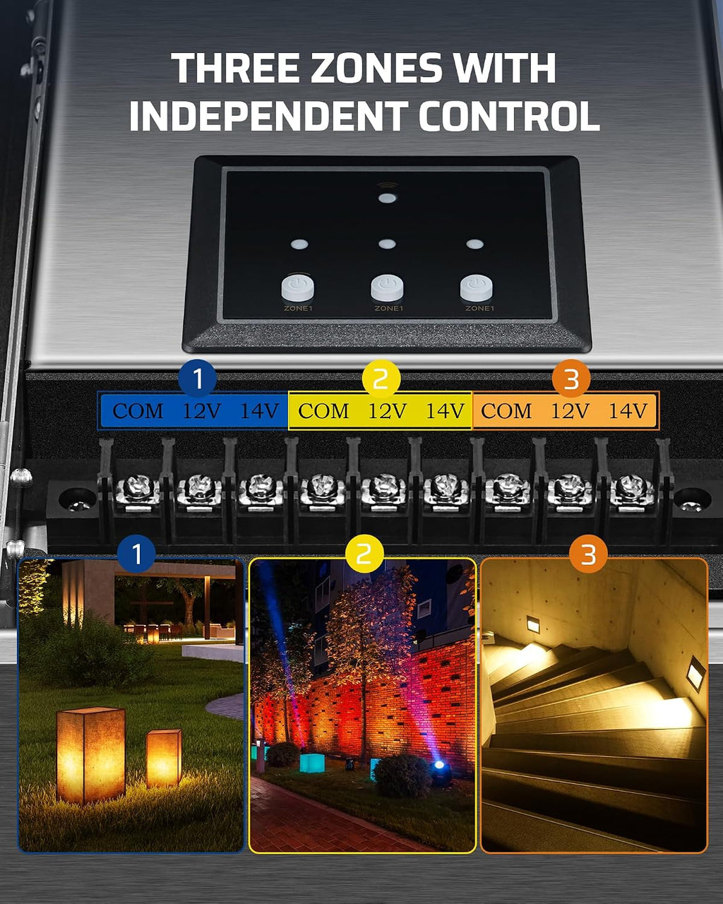 DEWENWILS 300W Wi-Fi Low Voltage Landscape Transformer with 3 Zones, 2.4Ghz Smart Low Voltage Transformer for Outdoor Lights, 120V AC to 12V/14V AC, Work with Alexa & Google Assistant, FCC Listed
