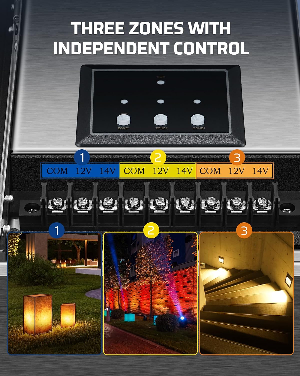 DEWENWILS 300W Wi-Fi Low Voltage Landscape Transformer with 3 Zones, 2.4Ghz Smart Low Voltage Transformer for Outdoor Lights, 120V AC to 12V/14V AC, Work with Alexa & Google Assistant, FCC Listed