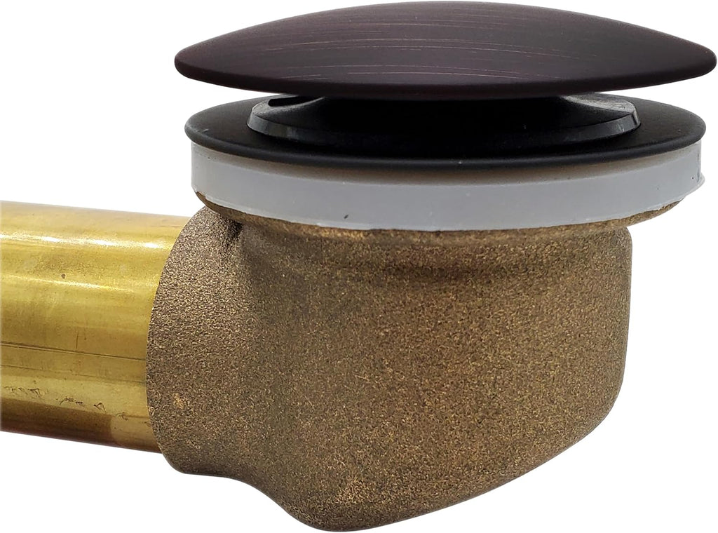 Westbrass A326HBJ-12A 25' Brass Bath Waste & Overflow Assembly with European Tip-Toe Drain Plug and Illusionary Faceplate, Antique Bronze