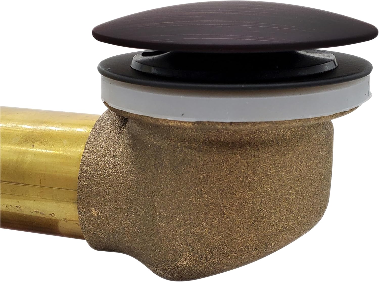 Westbrass A326HBJ-12A 25' Brass Bath Waste & Overflow Assembly with European Tip-Toe Drain Plug and Illusionary Faceplate, Antique Bronze
