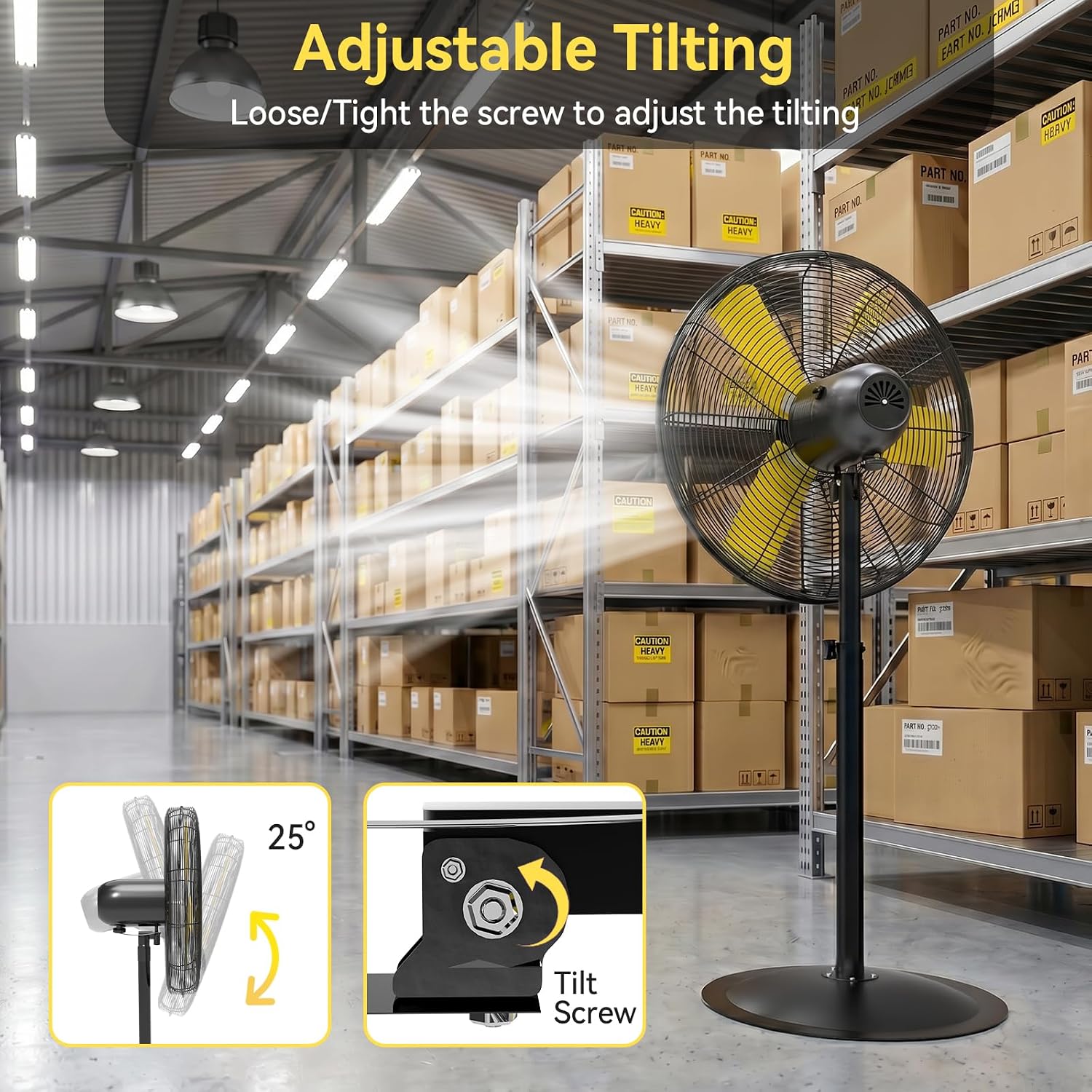 CCGIRU 30 Inch Industrial Pedestal Fan, 8900 CFM Oscillating Fan on Stand Heavy Duty, Metal Standing Fans with 3 Speed for Warehouse, Garage or Workshop, UL Safety Listed