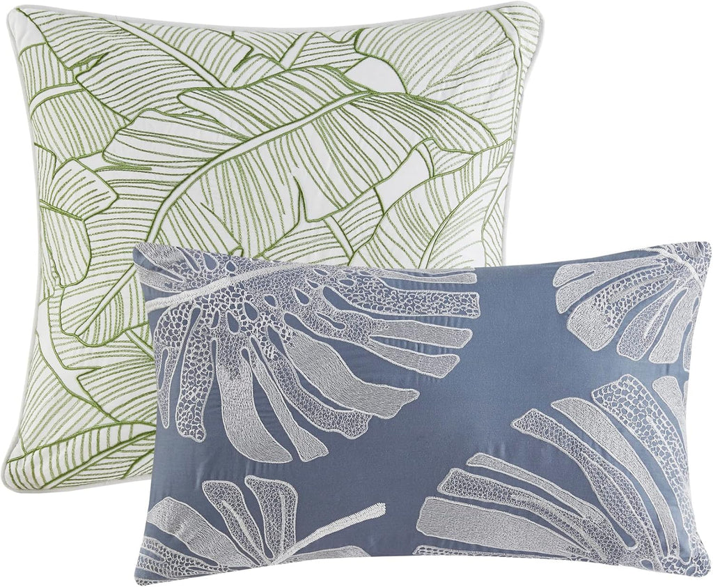 Harbor House 100% Cotton Duvet Cover, Coastal, Beach Cottage Design, All Season, Breathable Comforter Cover Tropical Bedding, Matching Shams, Lorelai Monstera Leaf Green Full/Queen (90'x90') 5 Piece
