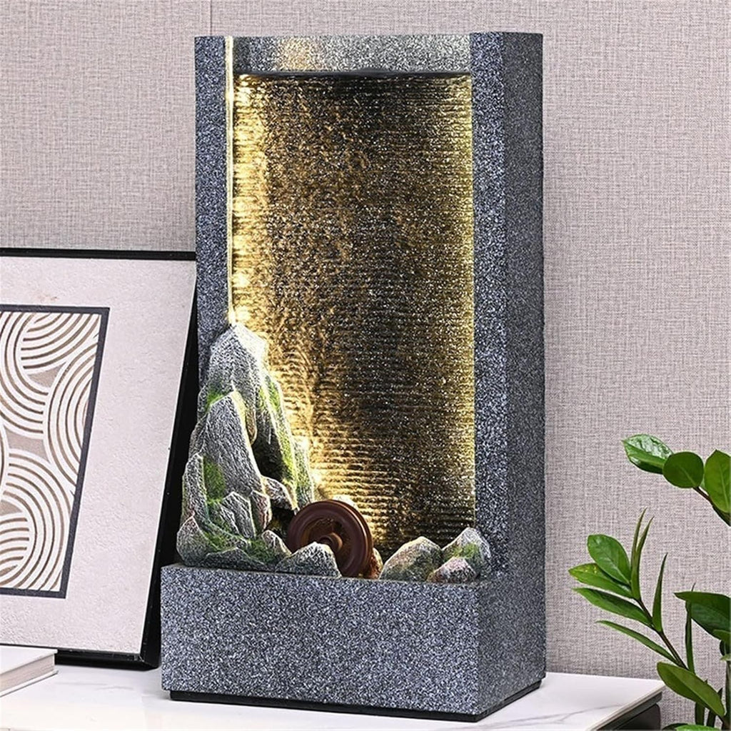 Tabletop Fountain Tabletop Fountain Minimalist Rockery Curtain Wall Water Ornaments for Office Indoor Decoration