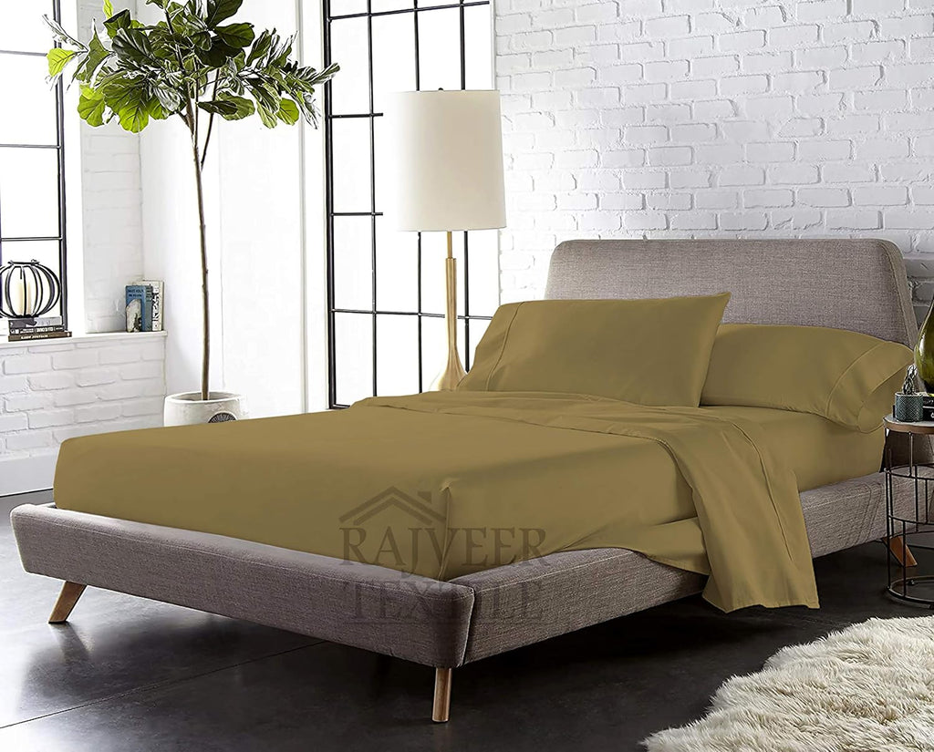 Cotton Home- 4 Pieces California King Size Taupe Color Sheet Set – Soft Quality Luxury 15 Inch Deep Pocket & Bedding Set with Flat Sheet, Fitted Sheet, 2-Pillow Covers(20' x 30')Inches