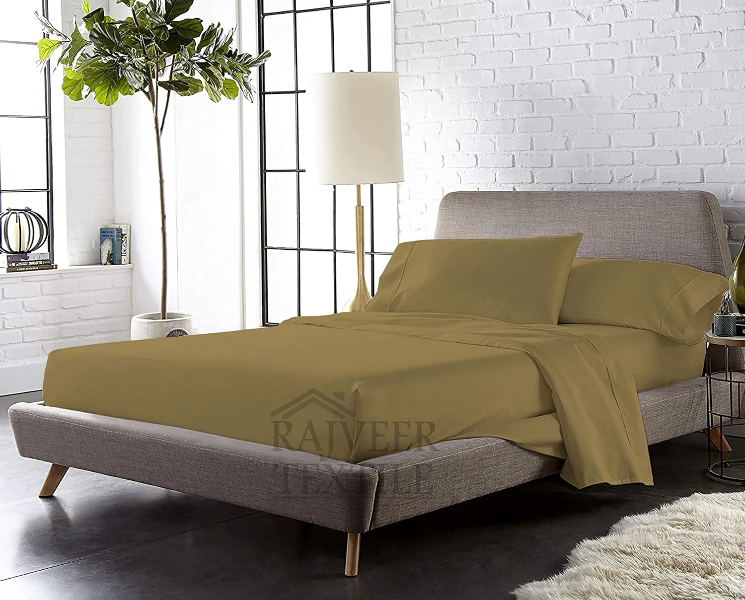 Cotton Home- 4 Pieces California King Size Taupe Color Sheet Set – Soft Quality Luxury 15 Inch Deep Pocket & Bedding Set with Flat Sheet, Fitted Sheet, 2-Pillow Covers(20' x 30')Inches