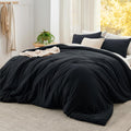 Bedsure Super King Comforter Set, Black Soft Prewashed Bedding for All Seasons, 3 Pieces GentleSoft™ Bed Set, 1 Lightweight Comforter (120'x120') and 2 Pillowcases (20'x36')