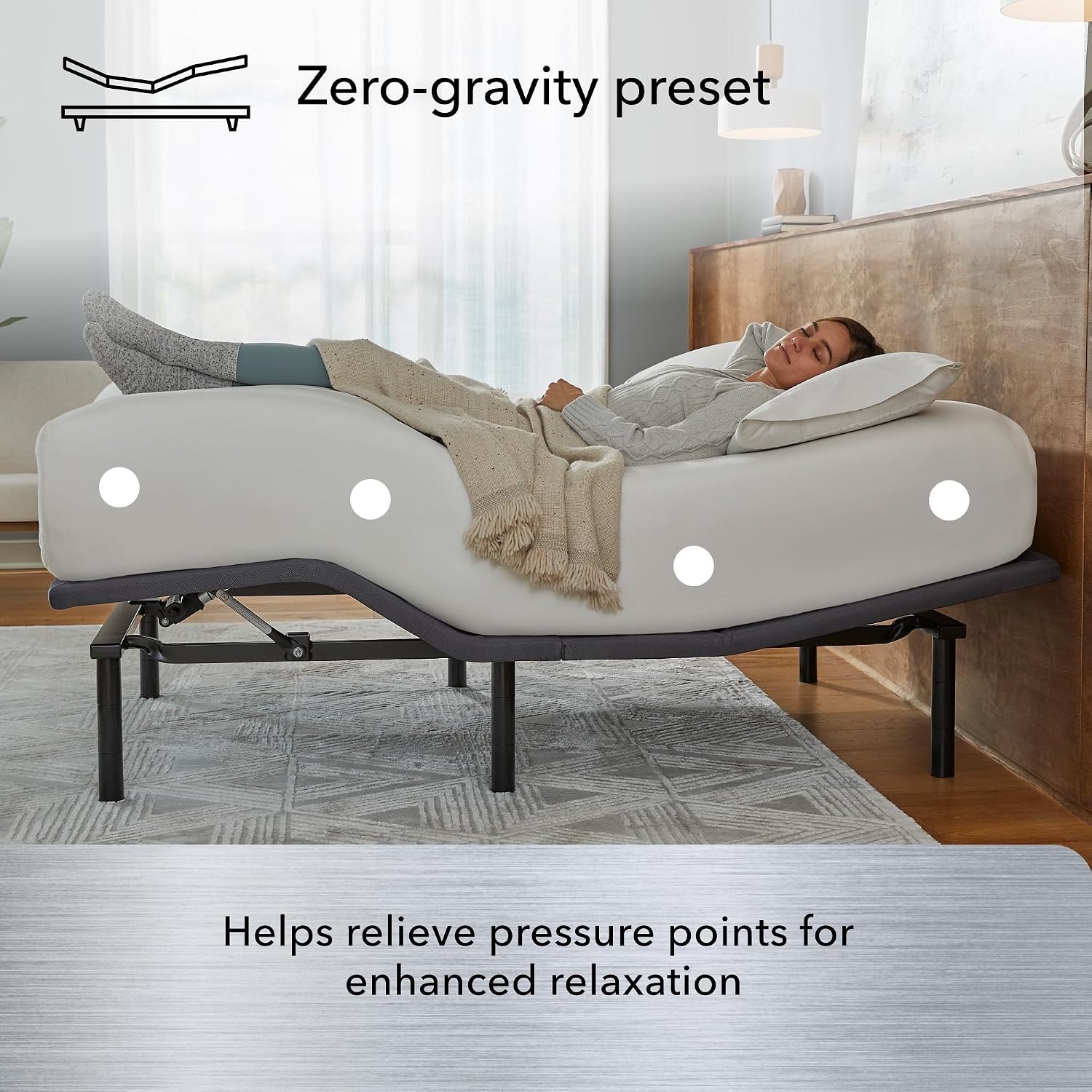 Serta baselogic Level 2 Adjustable Base Bed Frame - Queen - Head and Foot Adjustability, Wireless Remote, Zero-Gravity Preset, and Foldable for Convenient Mobility and Storage