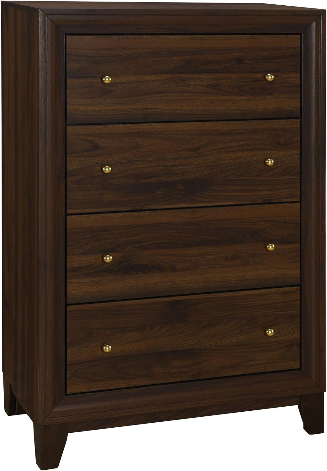 Coaster Home Furnishings Welsley Transitional 5-Piece Bedroom Set Fabric Upholstered Eastern King Size Panel Bed Frame 50-inch Headboard Walnut 223441KE-S5