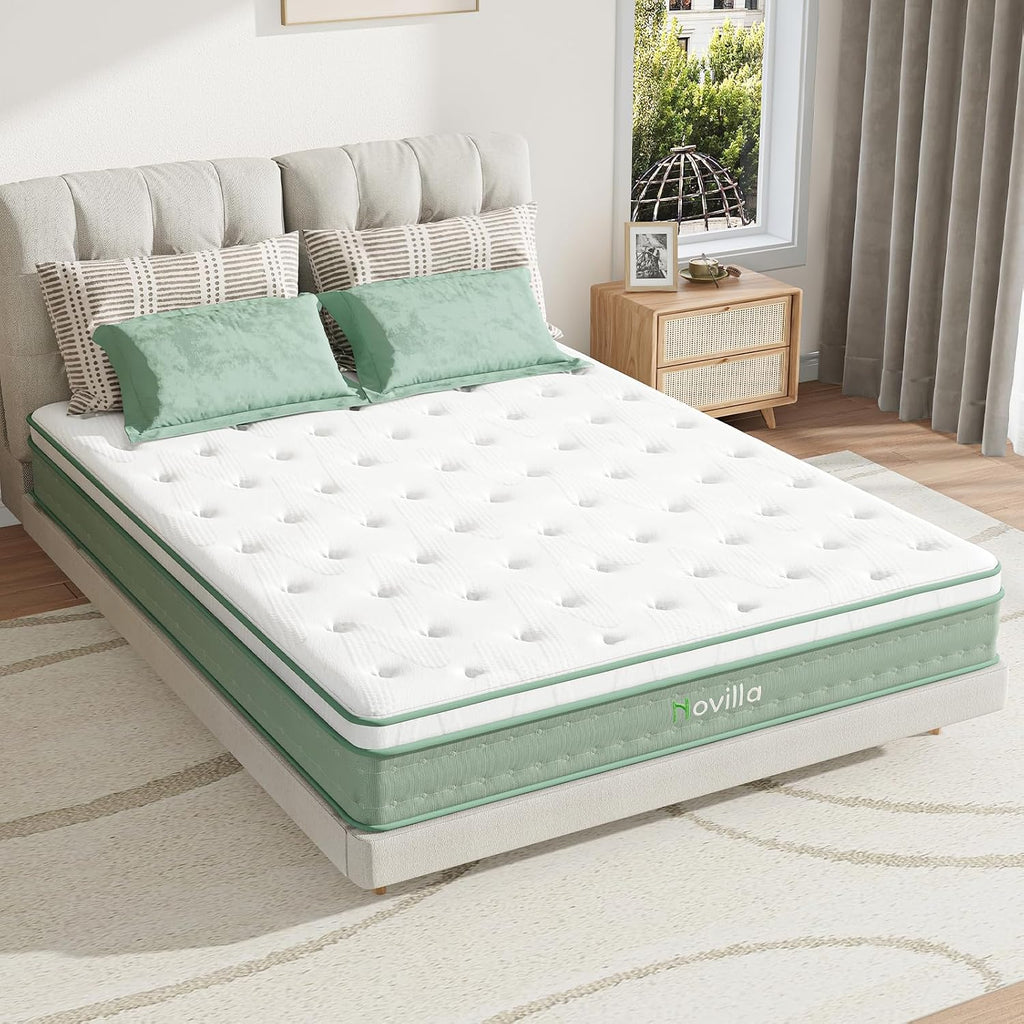Novilla Twin Mattress, 10 Inch Hybrid Mattress in a Box, Gel Inflation Memory Foam with Pocket Coils Innerspring for a Cozy Night, Pillow Top Twin Size Mattresses, Medium Firm & Fit the Body's Curves